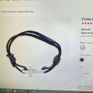 James Avery cross hook on leather bracelet
